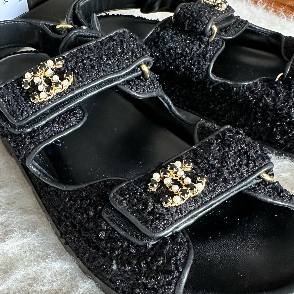 Chanel Tweed Dad Sandals SS 2023 Size 39